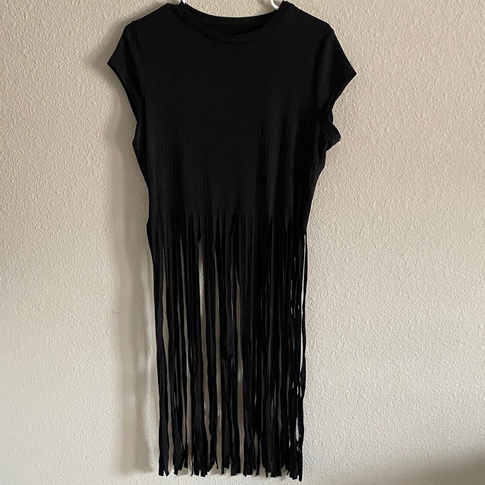 Elegant Black Fringe Shirt